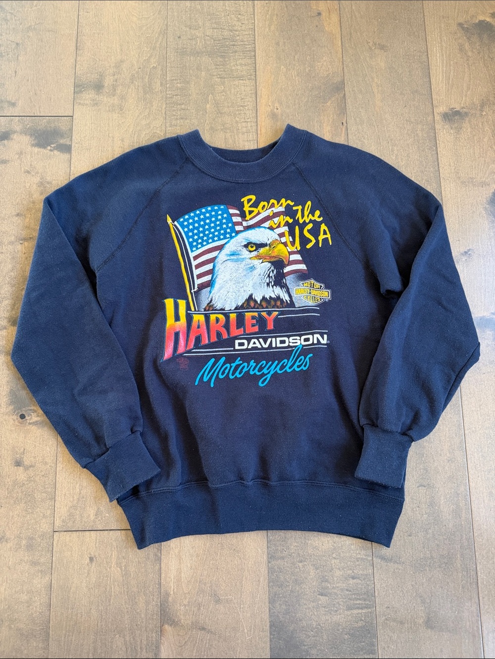 Vintage Harley Davidson Motorcycles Born in the USA 80s 90s Crewneck Sweatshirt